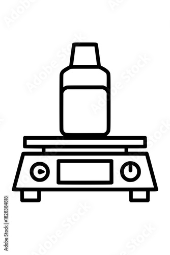 Minimal Laboratory Magnetic Stirrer Icon with Bottle – Outline Style