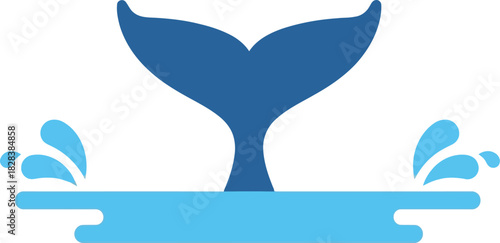 Blue whale tail splash icon