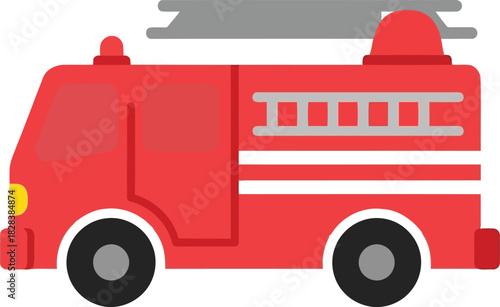 Red fire truck icon - vector illustration