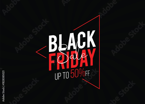 Black Friday Sale Offer Banner Template. Special offer banner for social media. Super sale promotion for black friday sale. Up to 50% Off Offer