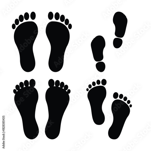 Footprints and bare foot impressions walking trail graphic
