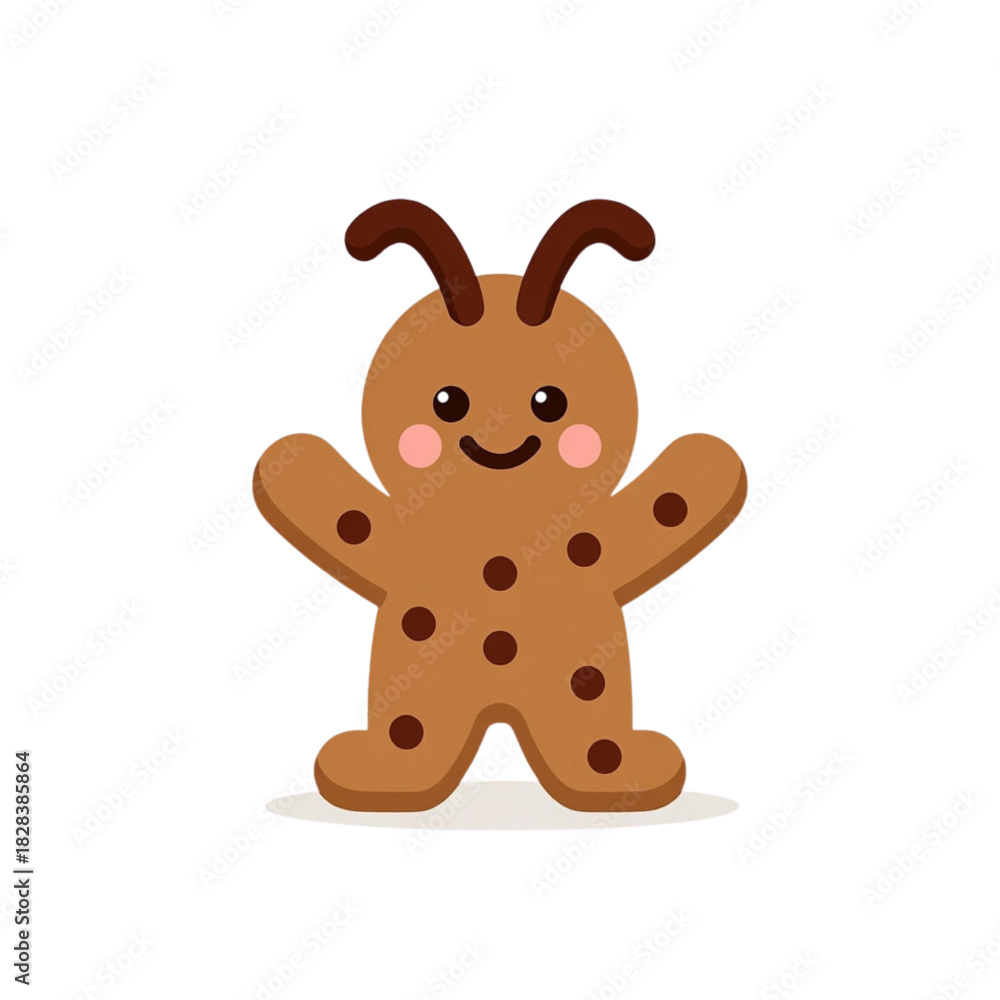 Obraz premium Adorable gingerbread man cookie character with cute antennas and rosy cheeks a whimsical sweet treat perfect for holiday banners and advertisements