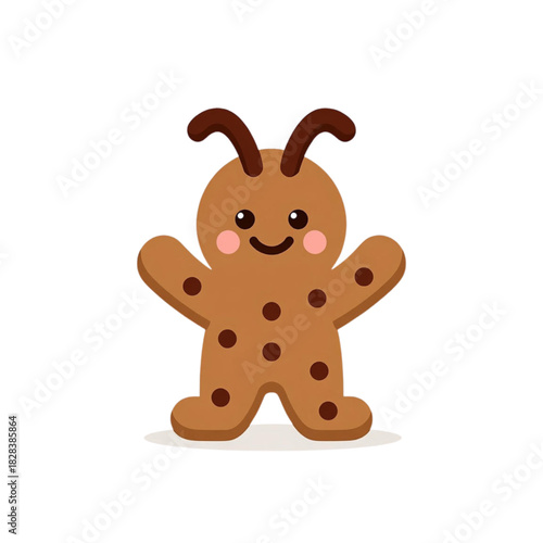 Adorable gingerbread man cookie character with cute antennas and rosy cheeks a whimsical sweet treat perfect for holiday banners and advertisements