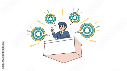 Professional Speaker Giving Public Speaking Presentation Vector Illustration