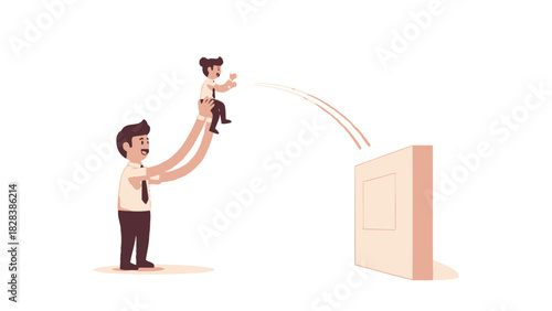 Career Launch Support: Businessman catapulting a colleague toward success, goal achievement, and new opportunities.