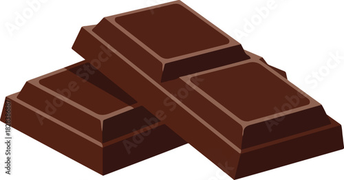 Two pieces of dark chocolate isolated on, delicious and sweet