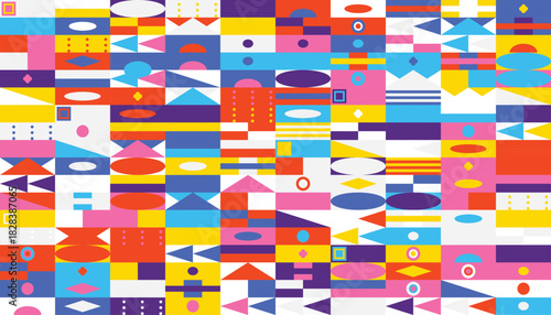 Bright and colorful geometric pattern with a playful and modern design that is eye catching and vibrant