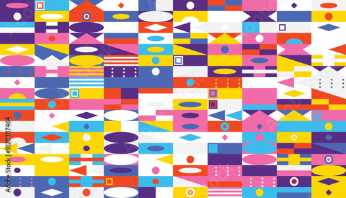 Colorful geometric pattern with a modern and playful aesthetic, perfect for adding a vibrant touch to designs