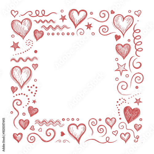 Hand Drawn Heart Frame Border