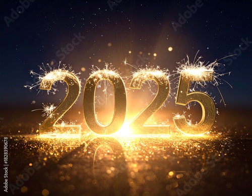 Sparkling golden numerals, 