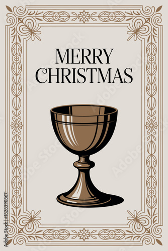 Merry Christmas with Chalice Illustration for Religious Holiday Greeting