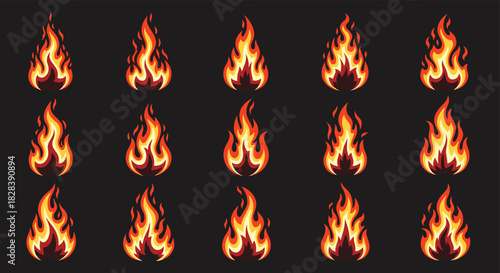 Ignite your designs with vibrant cartoon flames, perfect for adding a fiery touch to any project. A dynamic and attention-grabbing element.