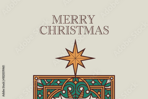 Merry Christmas with Star of Bethlehem and Decorative Design for Holiday Greetings