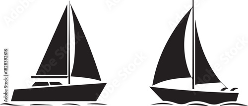 sailboat logo style vector clipart two hulls sails on water