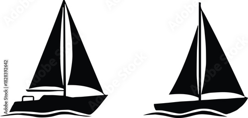 sailboat icon set nautical sea travel marine design
