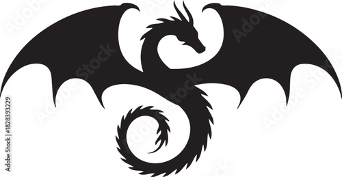 dragon silhouette vector logo emblem for heraldry and crest