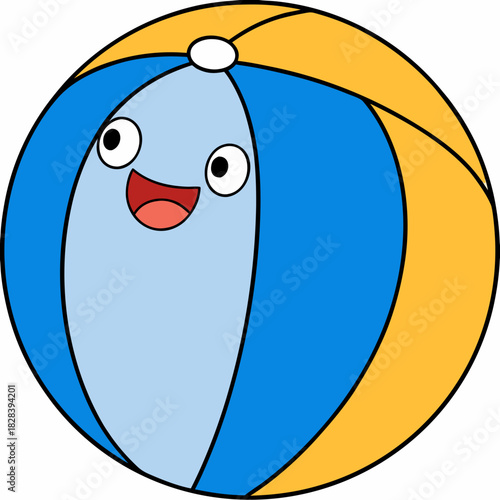 A happy beach ball with a smiling expression