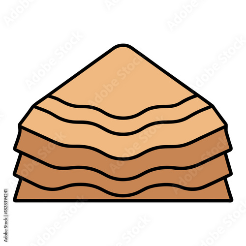 A layered baklava pastry illustration on white background