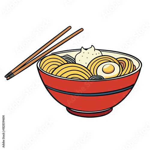 Bowl of Ramen With Noodles and Chopsticks Resting