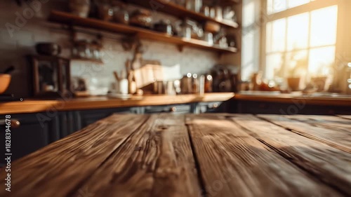 Wallpaper Mural Kitchen countertop with wooden table Torontodigital.ca