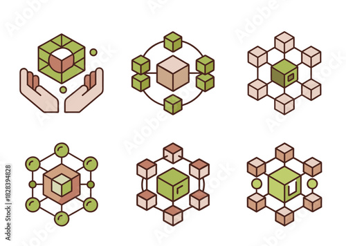Abstract representations of data connectivity, block chain, and decentralized technology