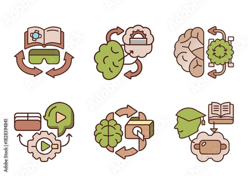 Concepts of virtual reality, educational concepts, creative ideas, and intellectual development