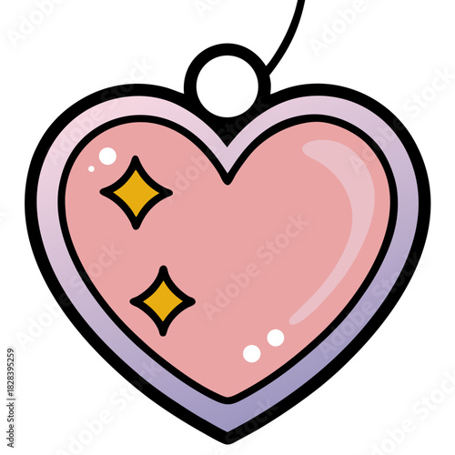 Heart locket with sparkles and outlines in a simple vector design