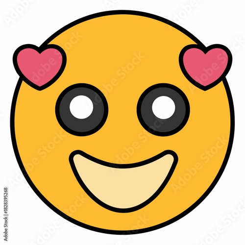 Happy Yellow Face with Heart Eyes and Smiling Mouth