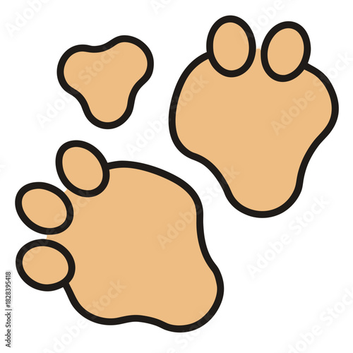 Minimal Vector Footprints on Sand Isolated on White Background