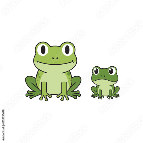 Two cute cartoon frogs
