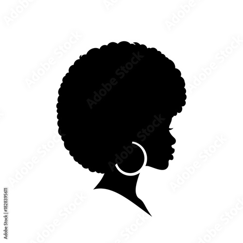African american woman afro hairstyle silhouette vector