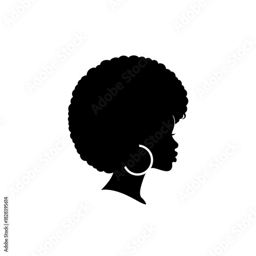 African american woman silhouette with afro and hoop earring