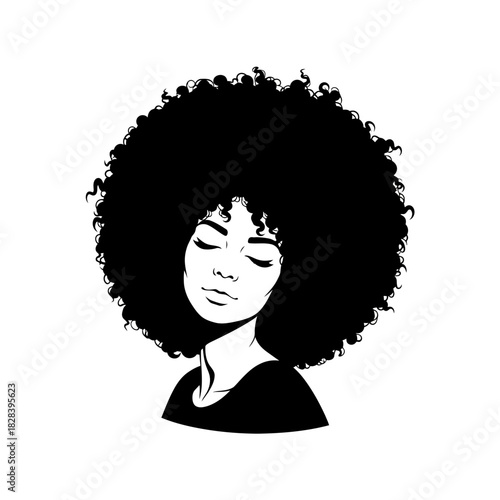 Serene african american woman with afro