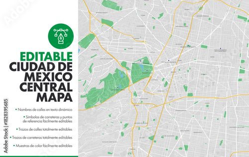 Editable Ciudad De México Central Mapa