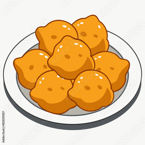 Plate of Pakora Fritters in a Minimalist Style