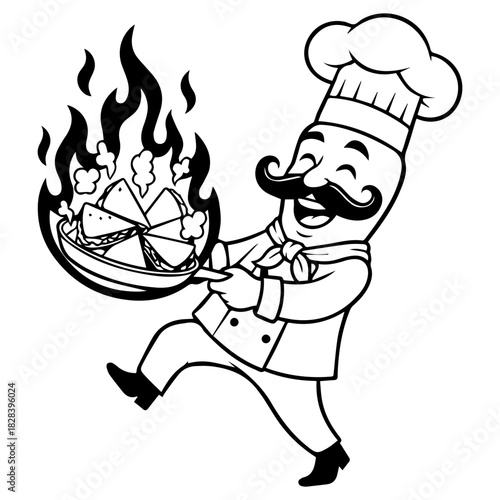 Happy Chef with Flambéed Mexican Food