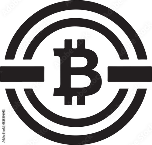 Bitcoin Cryptocurrency Symbol Icon Black and White Graphic digital currency
