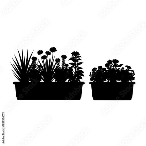Flower planters silhouette vector
