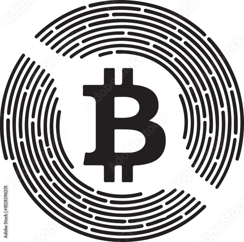 Bitcoin Cryptocurrency Symbol Icon with Concentric Ring Design digital currency