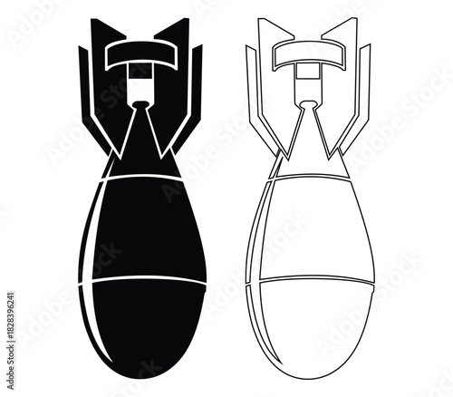 “Military Missile and Explosive Weapons Set – Guided Rockets, Ballistic Systems, and War Detonation Vector Icons”