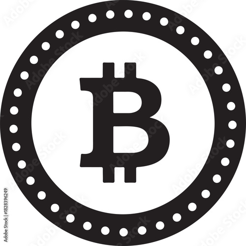 Bitcoin Cryptocurrency Symbol Icon with Dotted Circle Border digital currency