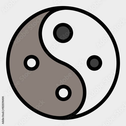 Stylized Yin Yang symbol in minimal design and simple colors
