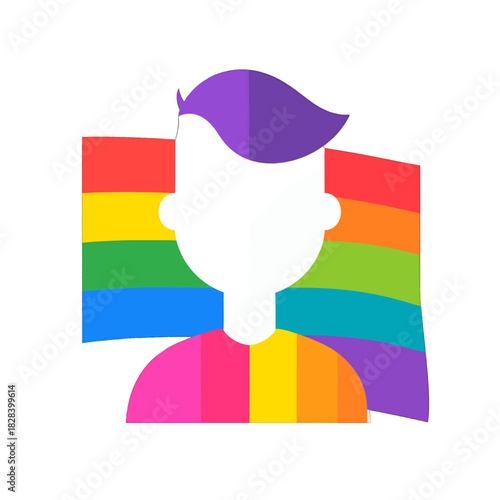 Colorful Abstract Silhouette of Person with Rainbow Flag Background Pride and Diversity Conceptual Illustration
