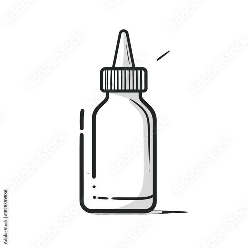 Monochrome Isolated Illustration of a Medical Bottle with White Background