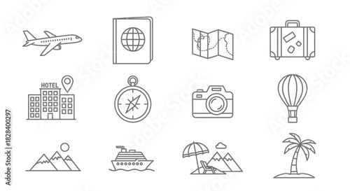 beach icons set vector illustration