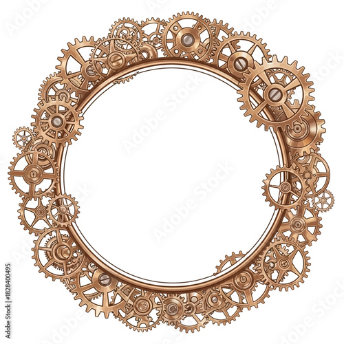 Intricate Steampunk Gear Ring Design Illustration Mechanical Industrial Art