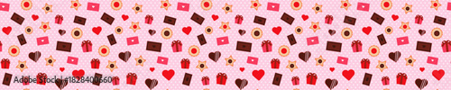 sweet treats and love notes: a valentine's day pattern on a pink polka dot background