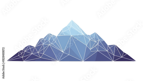 Abstract polygonal mountain range low poly vector illustration isolated on white background