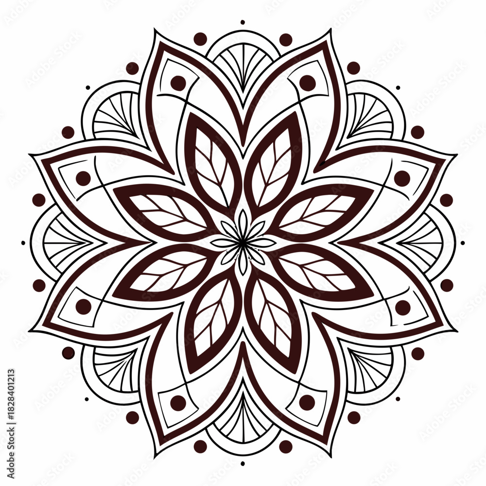 Fototapeta premium Elegant floral mandala design with intricate details, perfect for meditation and relaxation. elegant floral