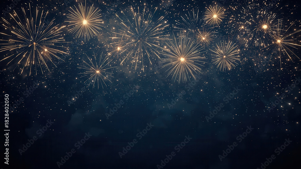 Obraz premium Fuochi d’artificio dorati nel cielo notturno. Generative AI